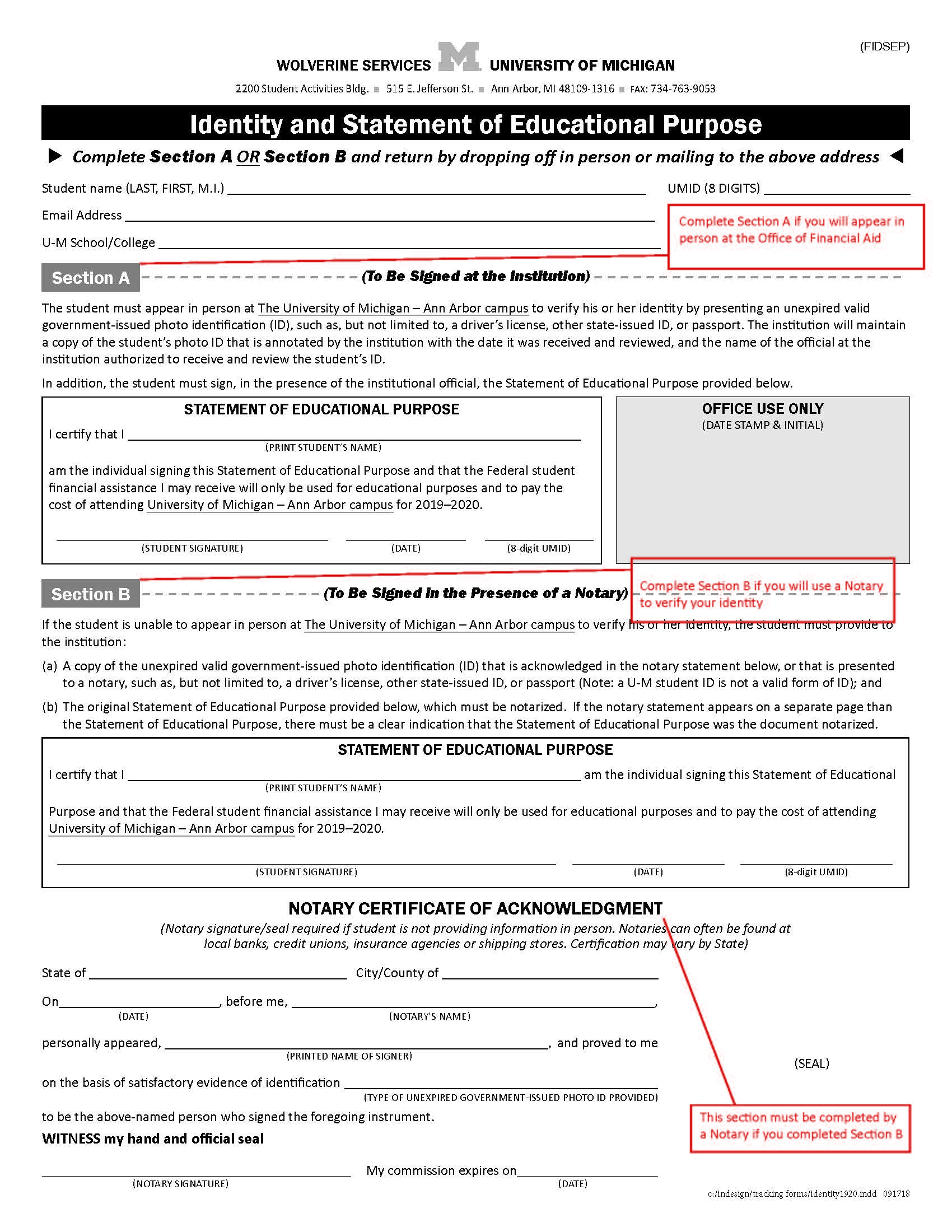 notarized proof of identity form