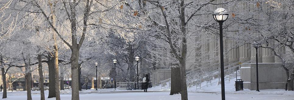 Angell Hall in snow