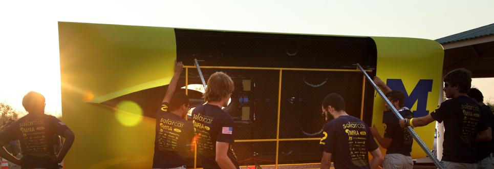 Students working on the U-M solar car