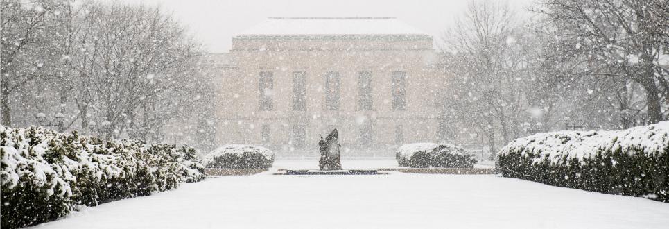 Rackham Graduate Building in the snow