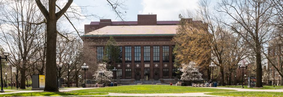 Rackham Graduate Library on the Diag in spring